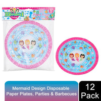 
              Mermaid Design 9 Inch 12 Disposable Paper Plates For Picnics Parties & Barbecues
            