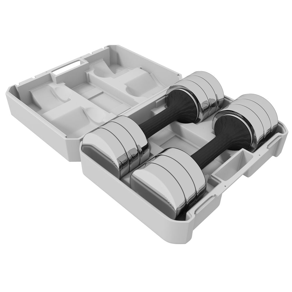 Adjustable Dumbbells Set Free weights with Storage Box 10kg x 2