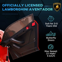 HOMCOM Lamborghini Aventador Licensed 12V Kids Electric Ride On Car - Red