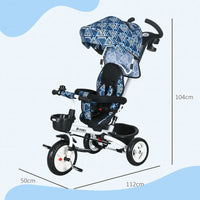 
              HOMCOM 6 in 1 Trike Tricycle for Toddler 1-5 Years with Parent Handle Light Blue
            