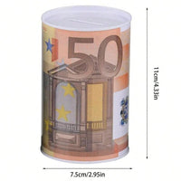 
              Euro Dollar Round Piggy Bank Metal Cylinder Money Box Children Craft Change Box Modern Simple Tinplate Piggy Bank
            