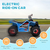 HOMCOM Electric Quad Bike 6V Kids Ride-On ATV for Ages 18-36 Months Blue