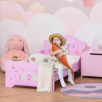Kids Bed Princess Castle Theme w/ Side Rails Slats Home 3-6 Yrs Pink