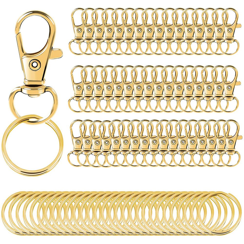 100pcs Gold Silver Keyring DIY Keychain Split Rings Keyfob Key Rings Key Chain Key Pendant Ring Stainless Steel Ring