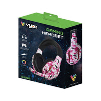 Vybe Headset Camo Design for PS Xbox & PC Gaming with AUX-in Support Diva Pink