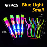 1/3/5/10/20/50/100pcs Amazing Light Toy Arrow Rocket Helicopter Flying Toy LED Light Toys Party Fun Gift Rubber Band Catapult