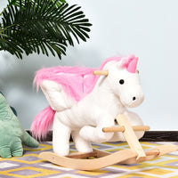 
              HOMCOM Kids Wooden Ride On Unicorn Rocking Horse Plush Toy Soft Seat Pink
            