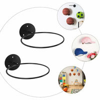 
              Wall Mounted Football Holder Metal Storage Rack Basketball Soccer Hat Stand 2PCS
            