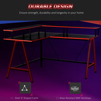
              HOMCOM L-Shape Corner Gaming Desk Shelf Workstation Black Red 140 x 130 x 93cm
            