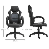 Vinsetto Executive Racing Swivel Gaming Office Chair PU Leather Computer Desk Chair GREY