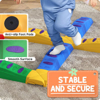 
              AIYAPLAY 12PCs Kids Balance Beam Stepping Stones with Non-Slip Foot Pads
            