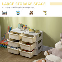 
              HOMCOM Kids Storage Unit Toy Box Vertical Dresser with Six Drawers Cream
            