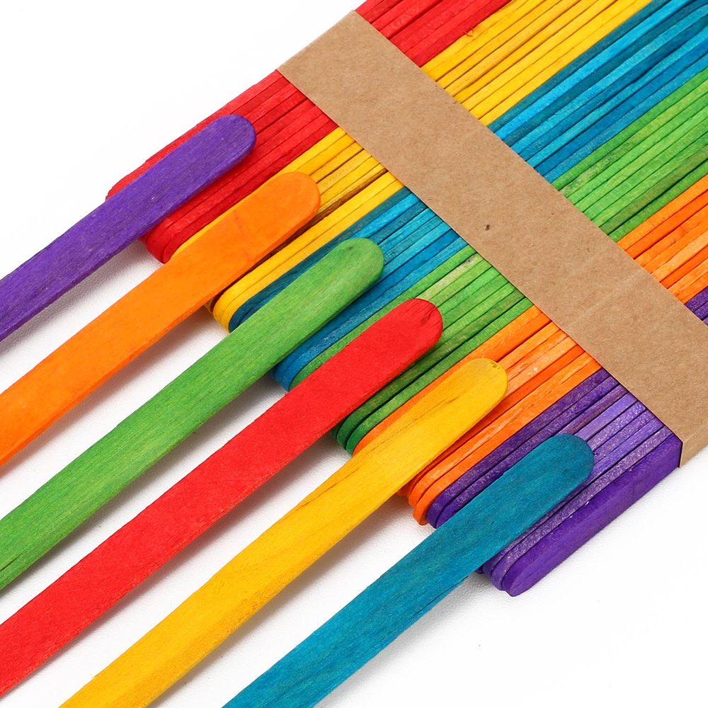 Coloured Wooden Lolly Sticks For Desserts Kids DIY Art Project & Crafts