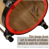 
              Wooden Bongo Drum Set w/ Sheepskin Drum Head 7.75" & 7" Tuning Wrench HOMCOM
            