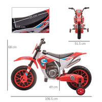 
              Kids Motorbike Electric Ride-On Toy with Training Wheels for 3-5 Years RED
            