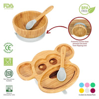 
              VINSANI BAMBOO MONKEY BABY PLATE BOWL & SPOON SET
            