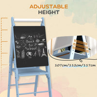 AIYAPLAY Art Easel for Kids Double-Sided Whiteboard Chalkboard with Paper Roll BLUE