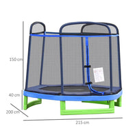 
              HOMCOM 7FT Kids Trampoline Mini Bouncer W/ Enclosure Ages 3-12 Year Blue
            