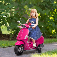 
              AIYAPLAY Vespa Licensed 12V Kids Electric Motorbike w/ 2 Training Wheels - Pink
            