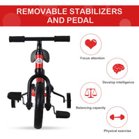 HOMCOM Kids Balance Training Bike Toy with Stabilizers For Child 2-5 Years Red