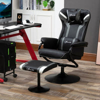 
              Video Game Chair Footrest Set Racing Style w/ Pedestal Base, Deep Grey
            