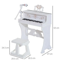 HOMCOM 37 Key Kids Battery Keyboard Mini Grand Piano Stool Microphone Musical Toy