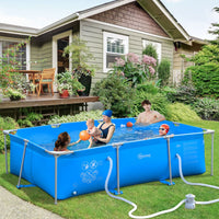 Outsunny Swimming Pool with Steel Frame Filter Pump Cartridge Rust Resistant 292x190x75cm BLUE