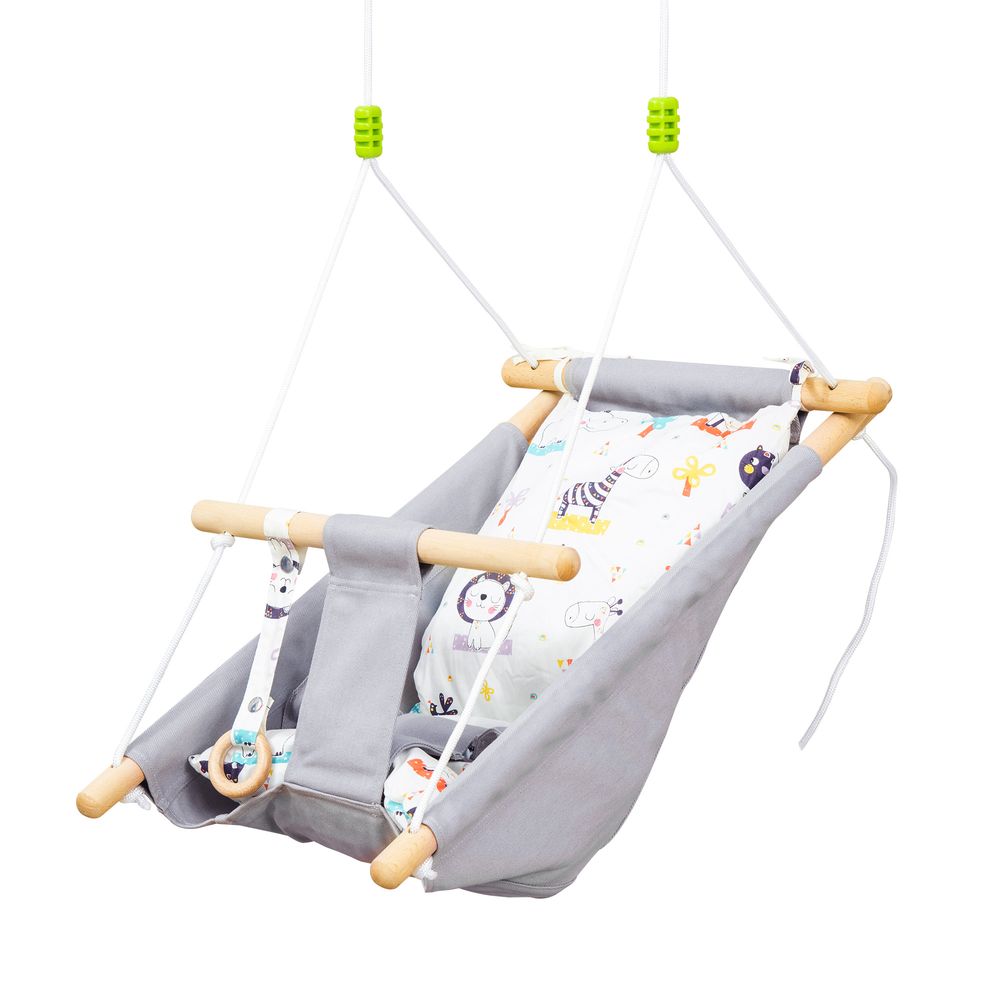 Outsunny Kids Hammock Swing Chair with Cotton Pillow for 6-36 Months Grey