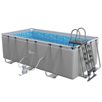 Outsunny Rectangle Above Ground Swimming Pool with Pump and Ladder 400x207x122cm