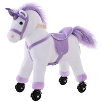 
              Kids Plush Ride-On Unicorn Walking Horse Toy Realistic Sound Handlebar
            