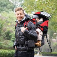 HOMCOM Baby Hiking Backpack Carrier Detachable Rain Cover for Toddlers RED