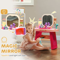 
              AIYAPLAY Kids Dressing Table with Mirror, LED Light, Music, 23 Accessories
            