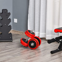 HOMCOM 20KGS Dumbbell & Barbell  Adjustable Ergonomic Set Exercise in Home Gym