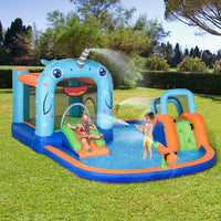 
              Outsunny Kids Inflatable Bouncy Castle with Inflator and Carry Bag
            