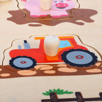 
              SOKA Wooden Farm Animals Peg Puzzles Toy Montessori Toddler Jigsaw Puzzle Board
            