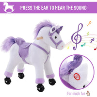 Kids Plush Ride-On Unicorn Walking Horse Toy Realistic Sound Handlebar