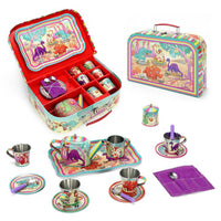 
              SOKA 18 Pcs Dinosaur Metal Tin Kids Teapot Tea Party Set Carry Case Toy Pretend Role Play
            