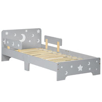 Kids Toddler Bed with Star and Moon Patterns, for Ages 3-6 Years - Grey