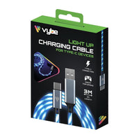
              Vybe Great for Gaming 3M Light Up Charging Cable for Type-C Devices Blue
            