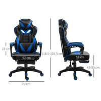 
              Vinsetto Gaming Chair Ergonomic Reclining w/ Manual Footrest Wheels Stylish Office Blue
            