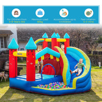
              Outsunny Kids Bouncy Castle with Slide Pool Trampoline Climbing Wall with Blower
            