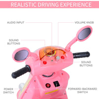 
              HOMCOM Electric Ride on Toy Car Kids Motorbike Children Battery Tricycle PINK
            