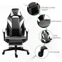 
              Vinsetto Gaming Chair Ergonomic Computer Chair w/ Footrest Headrest Lumbar Pillow Grey
            