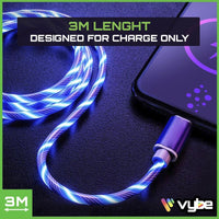 
              Vybe Great for Gaming 3M Light Up Charging Cable for Type-C Devices Blue
            