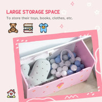
              ZONEKIZ Two-In-One Wooden Toy Box Kids Storage Bench with Safety Rod Pink
            