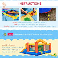 
              Outsunny Kids Bouncy Castle with Double Slides Pool Trampoline with Blower
            