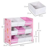 
              Kids Storage Unit with 9 Removable Storage Baskets for Nursery Playroom, Pink
            