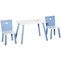 
              HOMCOM 3 Pcs Kids Table & Chairs Dining Set Wood Legs Safe Corners Seating
            