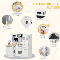 HOMCOM Large Kitchen Playset with Full Accessories - White