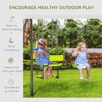 Outsunny Garden Swing Set with Double Swings Glider Swing Seats for Outdoor